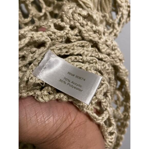 Boston Proper Womens Poncho Top Size XS Beige Crochet Relaxed Fairy Hippie Boho - Picture 4 of 8